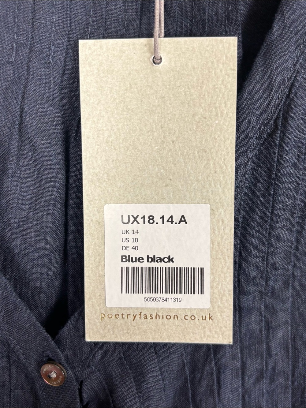 Poetry 100% Linen Pintuck Dress Women’s US 10 Navy Short Sleeve Pockets NWT UX18 - Picture 5 of 7